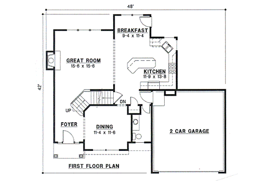 Floor Plan - Main Floor for Traditional House Plan #67-487 - 4 bed, 2.5 bath