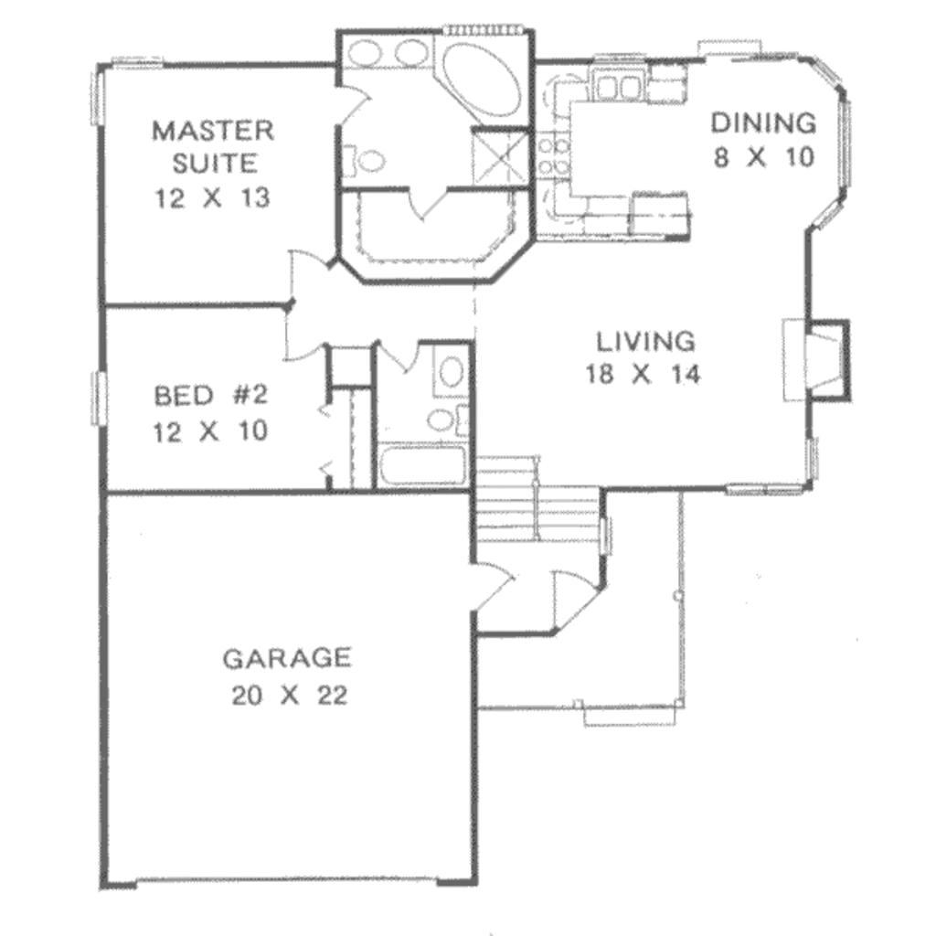 Traditional Style House  Plan  2  Beds 2  Baths 1000  Sq  Ft  