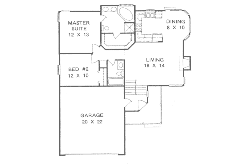 House Blueprint - Floor Plan - Main Floor for Traditional House Plan #58-101 - 2 bed, 2 bath