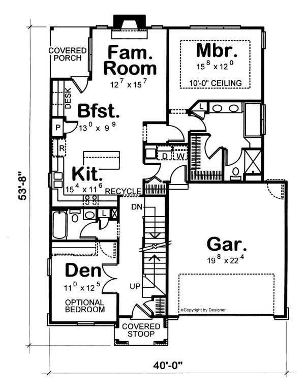 Architectural House Design - Country Floor Plan - Main Floor Plan #20-2235