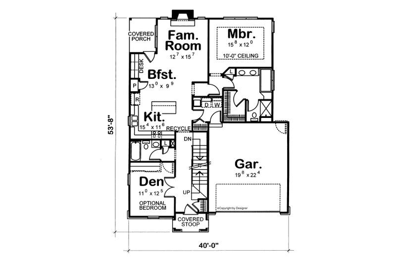 Home Plan - Floor Plan - Main Floor for Country House Plan #20-2235 - 3 bed, 3 bath