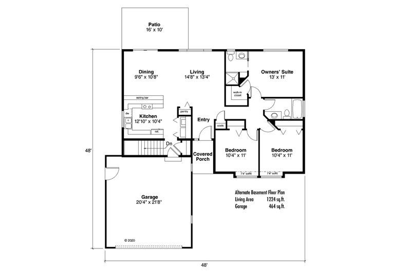 House Plan Design - Floor Plan - Other Floor for Ranch House Plan #124-286 - 3 bed, 2 bath