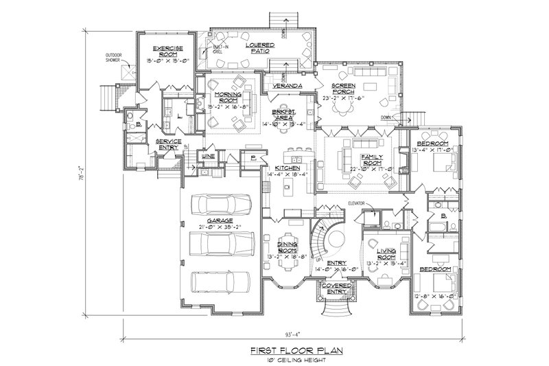 Architectural House Design - Floor Plan - Main Floor 1 for Traditional House Plan #1054-22 - 6 bed, 6.5 bath