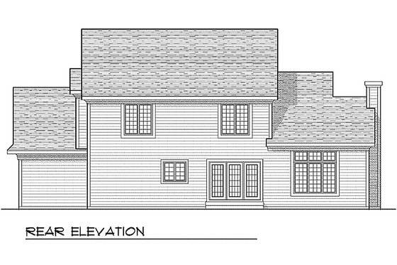 Exterior - Rear Elevation for Country House Plan #70-599 - 4 bed, 3.5 bath