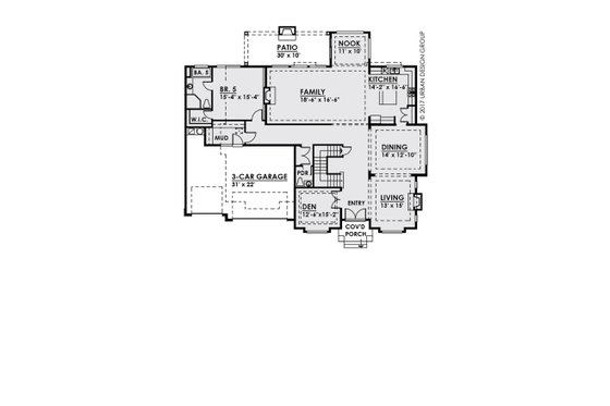 Floor Plan - Main Floor for Craftsman House Plan #1066-25 - 5 bed, 5.5 bath