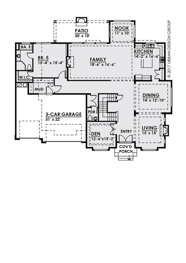 Craftsman Floor Plan - Main Floor Plan #1066-25