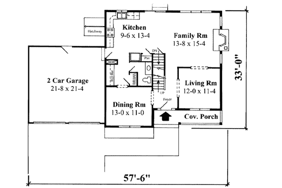 Floor Plan - Main Floor for Traditional House Plan #75-165 - 3 bed, 2.5 bath