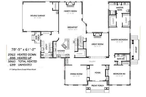 Floor Plan - Main Floor for Colonial House Plan #424-216 - 4 bed, 3.5 bath