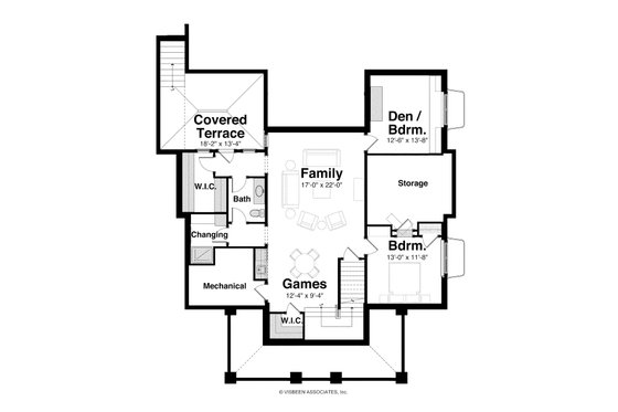 Floor Plan - Lower Floor for Country House Plan #928-4 - 5 bed, 4.5 bath