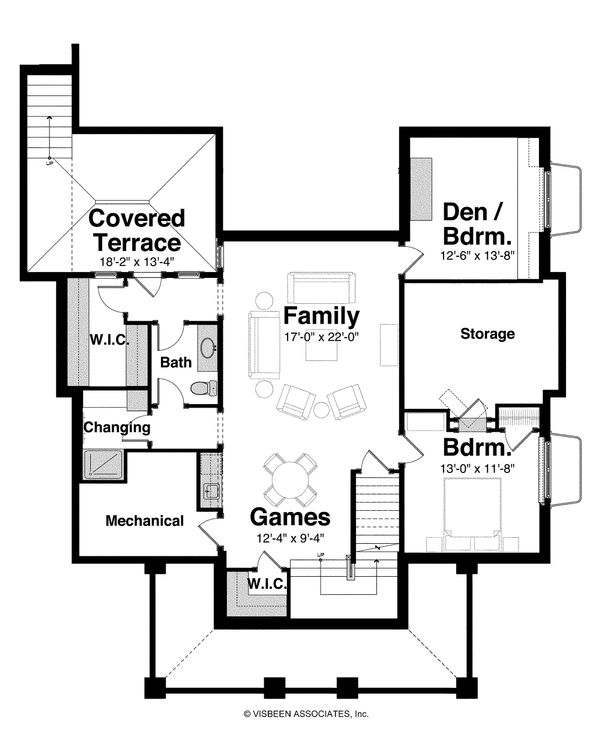 Architectural House Design - Country Floor Plan - Lower Floor Plan #928-4