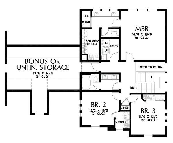 Farmhouse Floor Plan - Upper Floor Plan #48-1083