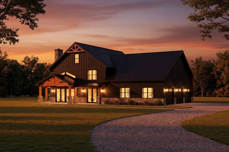 House Blueprint - Exterior - Front Elevation 3 for Barndominium House Plan #20-2624 - 3 bed, 2.5 bath