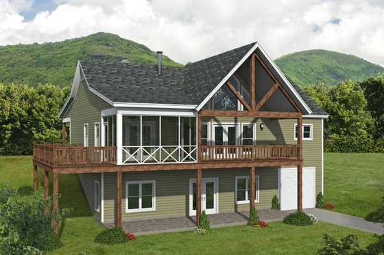 Exterior - Rear Elevation for Traditional House Plan #932-421 - 2 bed, 2 bath