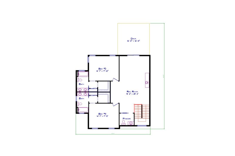 House Blueprint - Floor Plan - Upper Floor for Traditional House Plan #1115-3 - 4 bed, 3.5 bath