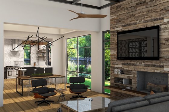 Interior - Family Room for Modern House Plan #1110-24 - 3 bed, 2.5 bath