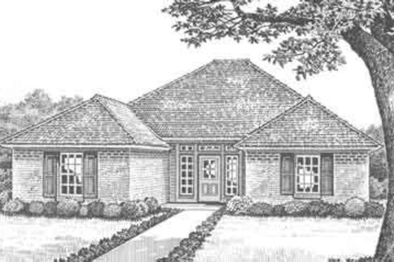 Exterior - Front Elevation for European House Plan #310-284 - 3 bed, 2 bath