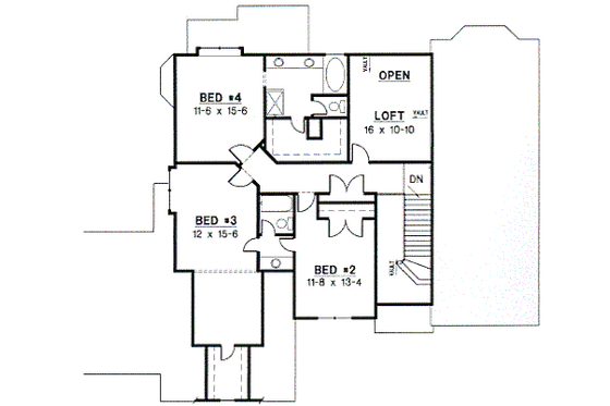 Floor Plan - Upper Floor for Traditional House Plan #67-430 - 4 bed, 3.5 bath