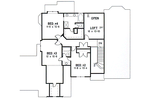 Traditional Floor Plan - Upper Floor Plan #67-430