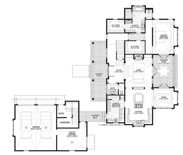 House Design - Floor Plan - Main Floor for Farmhouse House Plan #928-412 - 3 bed, 3.5 bath
