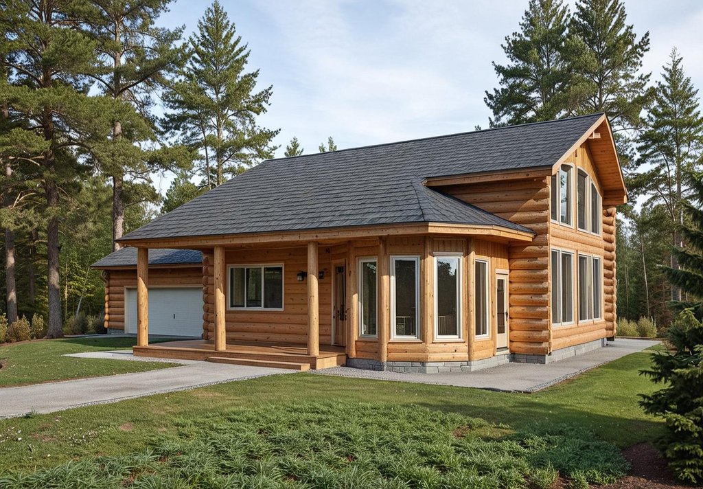 Exterior - Front Elevation 2 for Log House Plan #117-109 - 3 bed, 3 bath