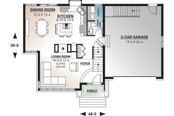 Floor Plan - Main Floor for Traditional House Plan #23-712 - 3 bed, 1.5 bath