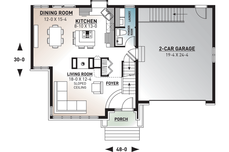Home Plan - Floor Plan - Main Floor for Traditional House Plan #23-712 - 3 bed, 1.5 bath