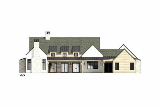 Exterior - Rear Elevation 2 for Country House Plan #1096-18 - 4 bed, 4.5 bath
