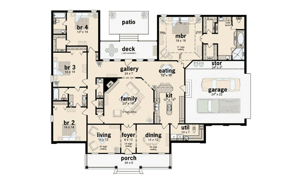 House Plan Design - European Floor Plan - Main Floor Plan #36-228