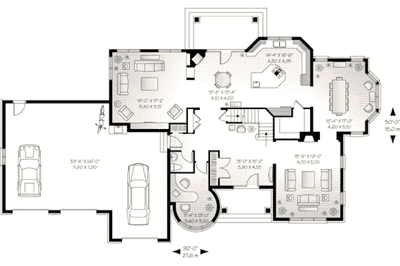 Floor Plan - Main Floor for European House Plan #23-586 - 3 bed, 3.5 bath