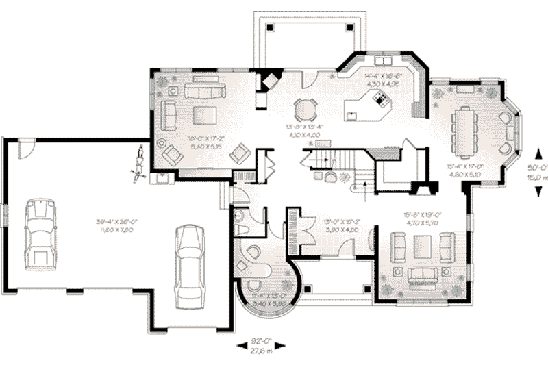 Dream House Plan - Floor Plan - Main Floor for European House Plan #23-586 - 3 bed, 3.5 bath