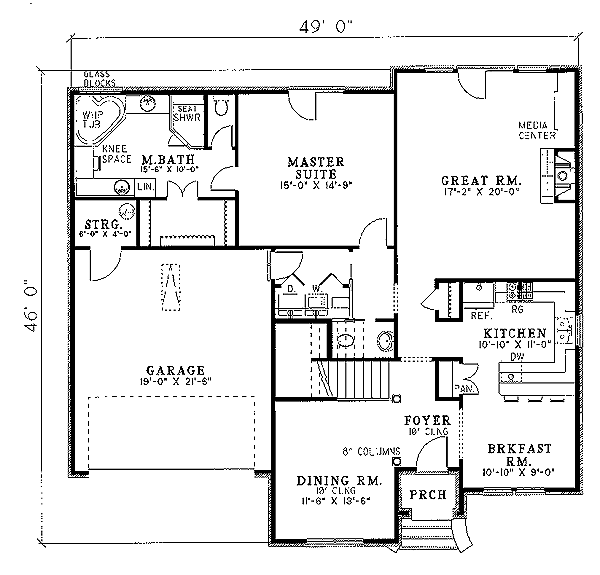 Architectural House Design - European Floor Plan - Main Floor Plan #17-282