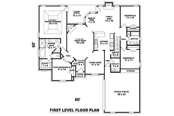 Floor Plan - Main Floor for European House Plan #81-1572 - 4 bed, 3 bath