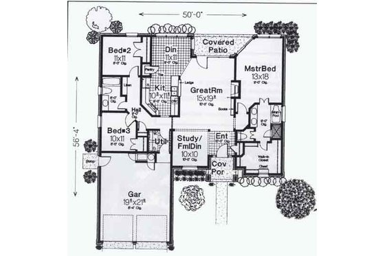Floor Plan - Main Floor for Colonial House Plan #310-806 - 4 bed, 2.5 bath