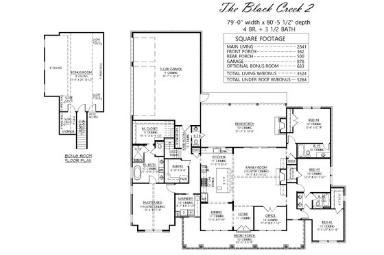 Floor Plan - Main Floor for Farmhouse House Plan #1074-75 - 4 bed, 3.5 bath