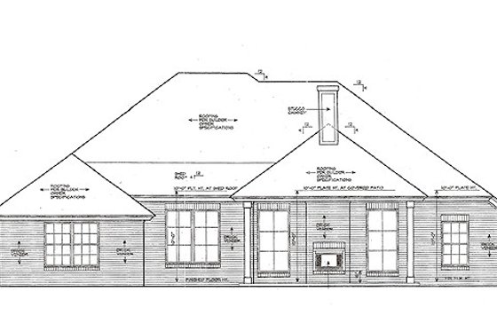 Exterior - Rear Elevation for European House Plan #310-970 - 3 bed, 2 bath