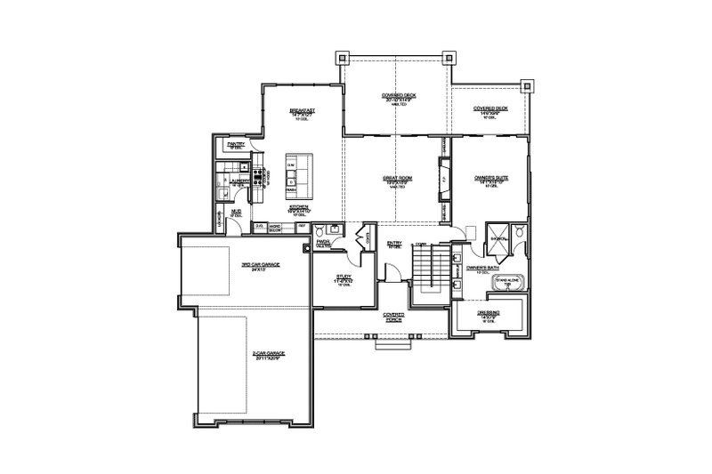 Home Plan - Floor Plan - Main Floor for Farmhouse House Plan #1073-50 - 4 bed, 3.5 bath
