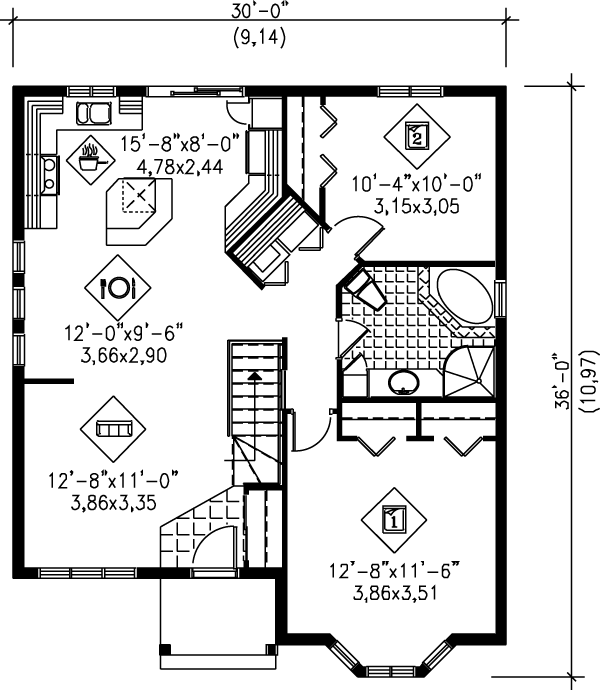 European Floor Plan - Main Floor Plan #25-170