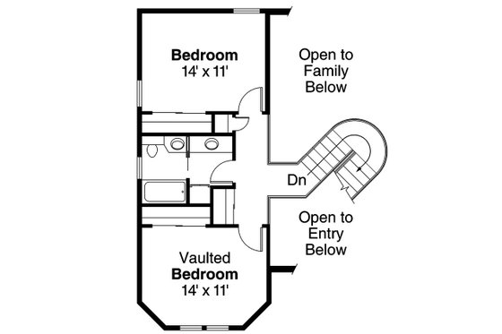 Floor Plan - Upper Floor for Mediterranean House Plan #124-435 - 3 bed, 2.5 bath