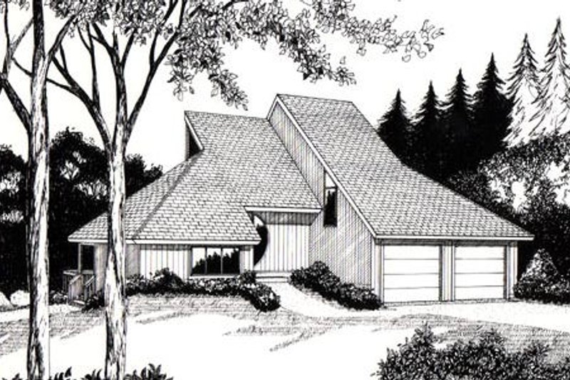 Contemporary Style House Plan - 3 Beds 2 Baths 1338 Sq/Ft Plan #312-838