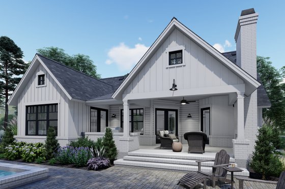 Exterior - Rear Elevation 4 for Farmhouse House Plan #120-262 - 3 bed, 2 bath