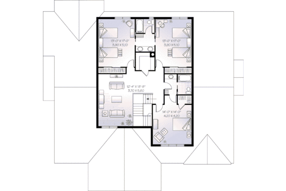 Floor Plan - Upper Floor for Traditional House Plan #23-539 - 4 bed, 3.5 bath