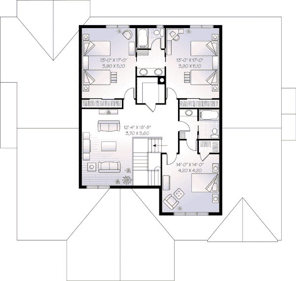 Traditional Floor Plan - Upper Floor Plan #23-539
