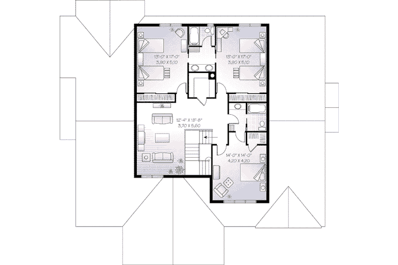 Dream House Plan - Floor Plan - Upper Floor for Traditional House Plan #23-539 - 4 bed, 3.5 bath