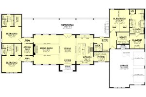 Floor Plan - Main Floor for Farmhouse House Plan #430-352 - 3 bed, 3.5 bath