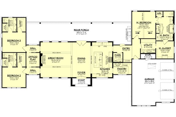 Floor Plan - Main Floor for Farmhouse House Plan #430-352 - 3 bed, 3.5 bath