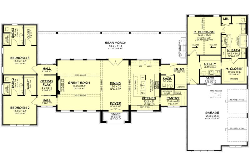 House Design - Floor Plan - Main Floor for Farmhouse House Plan #430-352 - 3 bed, 3.5 bath