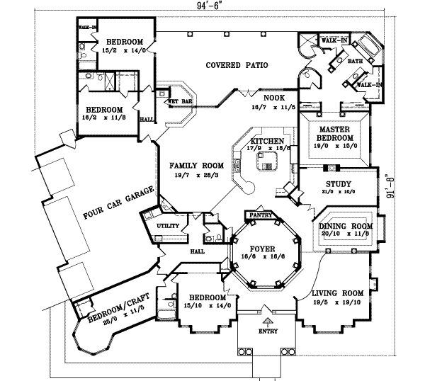 Mediterranean Floor Plan - Main Floor Plan #1-953