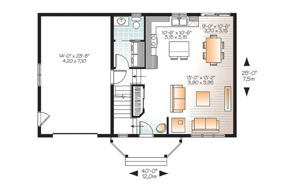Floor Plan - Main Floor for Traditional House Plan #23-2624 - 3 bed, 2.5 bath