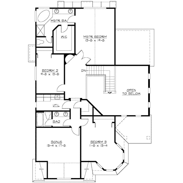 Colonial Floor Plan - Upper Floor Plan #132-125