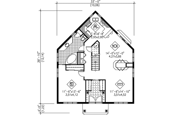 Floor Plan - Main Floor for European House Plan #25-2284 - 3 bed, 2 bath